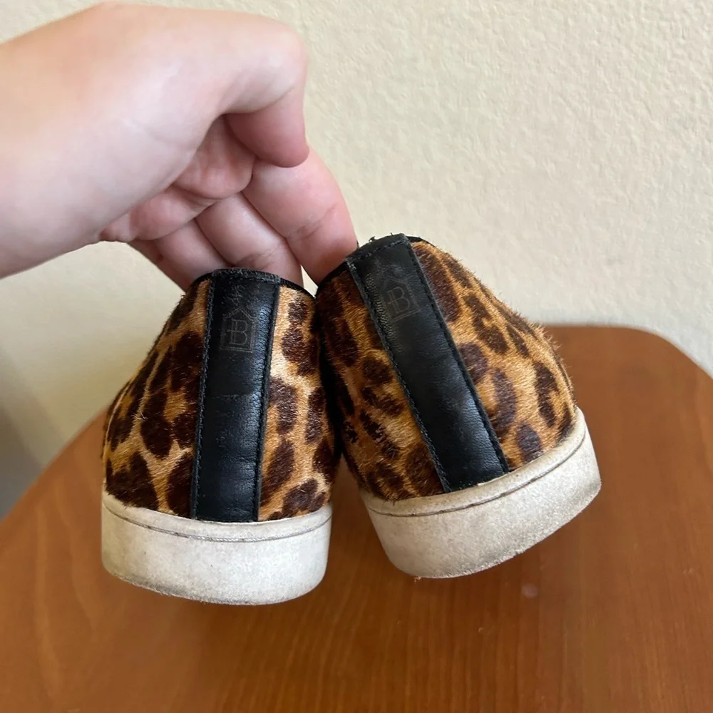 Birdies The Swift Leopard Calf Hair Slip On Loafer Sneakers Women's Size 8 Brown